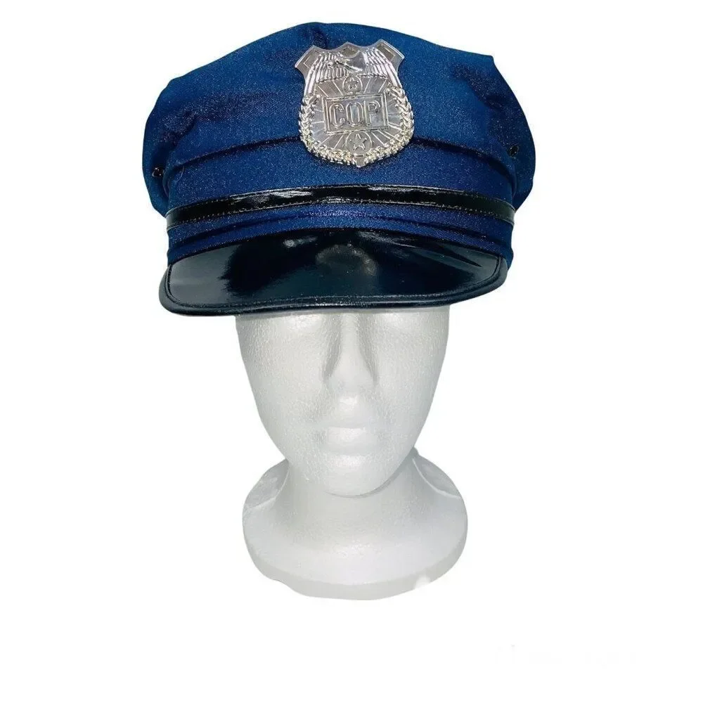 Adult Navy Blue Policeman Hat Costume Dance Theatre Dress Up Halloween